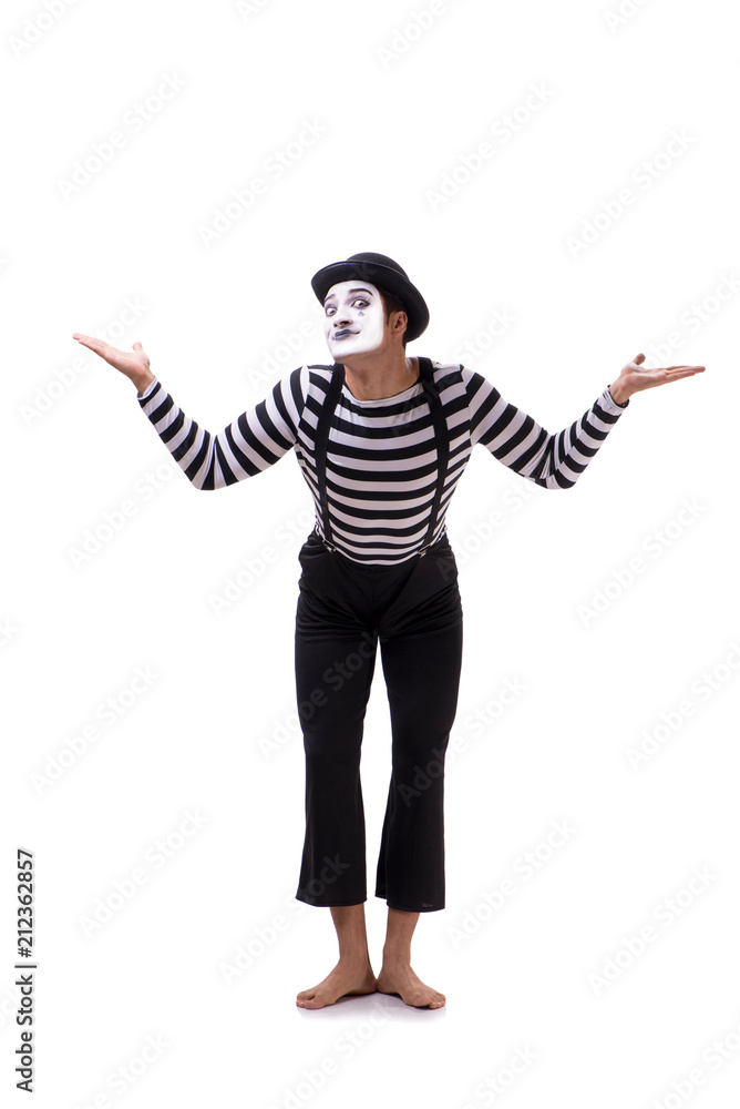 Young mime isolated on white background Young mime isolated on white background