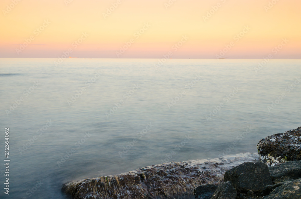 Seascape during the sunset in the Odesa of Ukraine