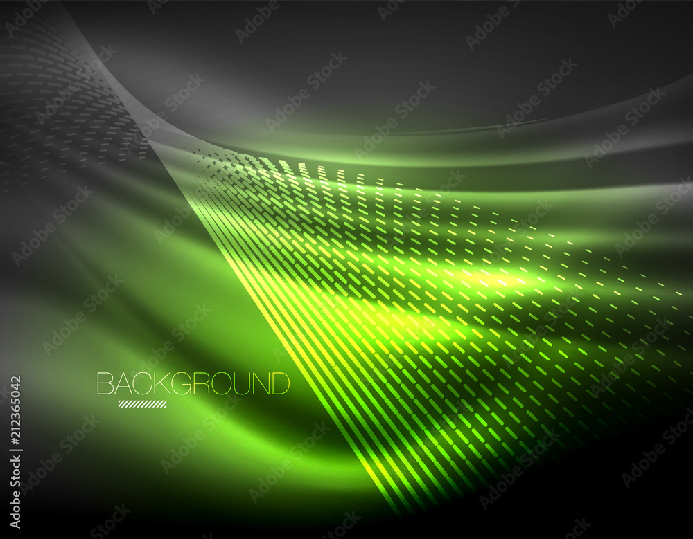 Smooth light effect, straight lines on glowing shiny neon dark background. Energy technology idea Smooth light effect, straight lines on glowing shiny neon dark background. Energy technology idea