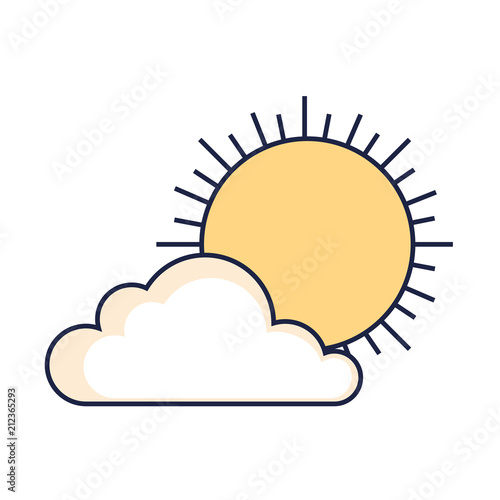 cloud with sun weather icon vector illustration design