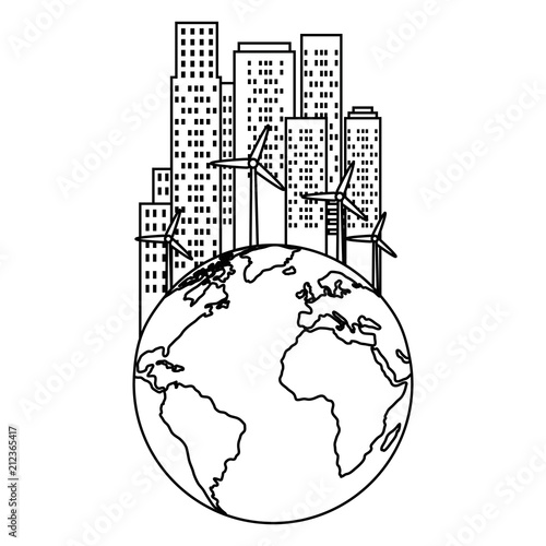 world with buildings cityscape vector illustration design