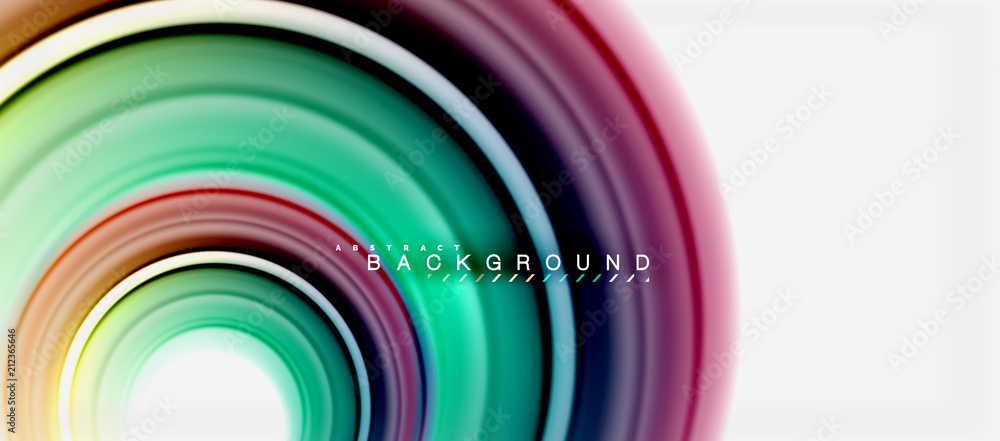 Rainbow fluid color line abstract background - swirl and circles, twisted liquid colours design, colorful marble or plastic wavy texture backdrop, multicolored template for business or technology