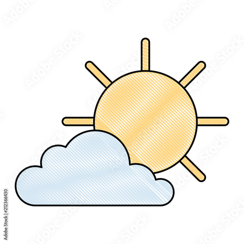 cloud with sun weather icon vector illustration design