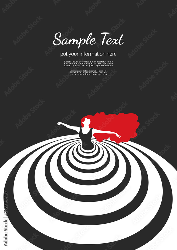 Dance poster concept. Ballet studio flyer template size A 4. Flat pop art  minimal style. Classic folk dancing class banner background with sign of  abstract female dancer ballerina. Vector illustration Stock Vector |