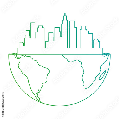 half world with buildings cityscape vector illustration design