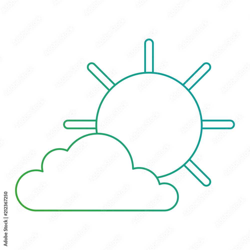 cloud with sun weather icon vector illustration design