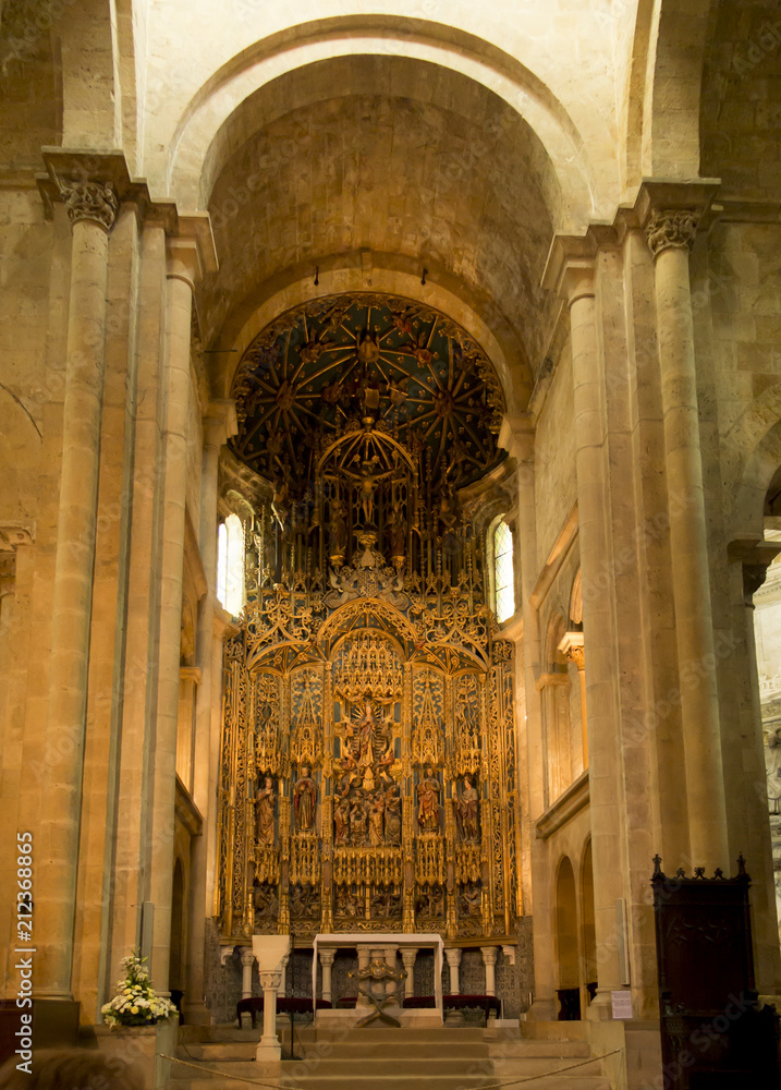 Coimbra, Portugal, June 11, 2018: Interior of the Old Cathedral of Coimbra,