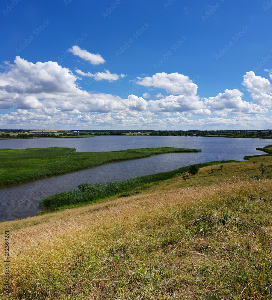 summer landscape with pond in Russia
