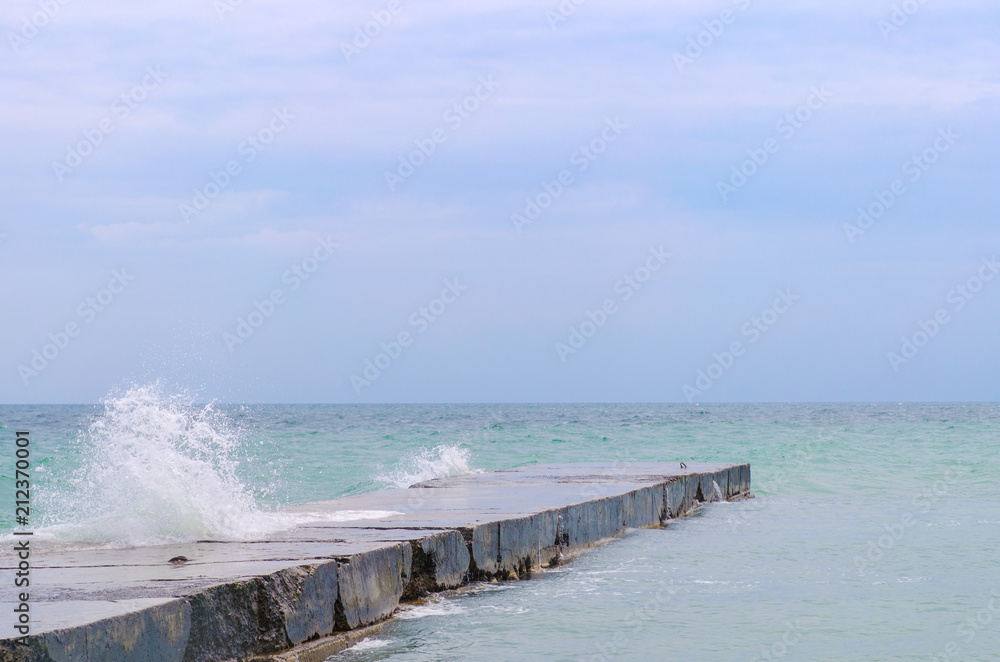 Odesa beach with waves in Ukraine