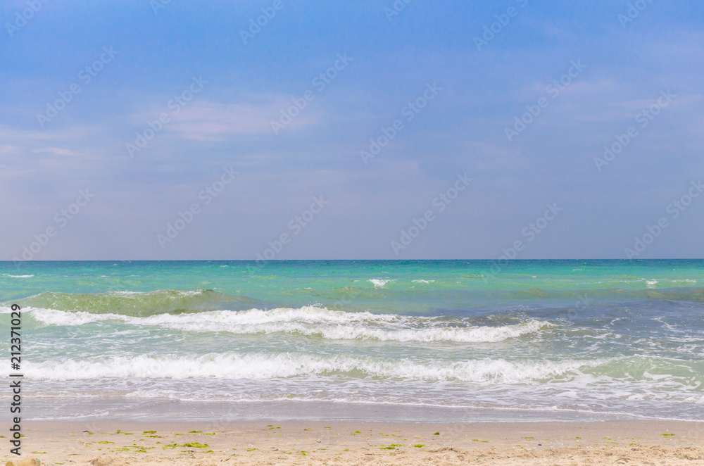 Odesa beach with waves in Ukraine