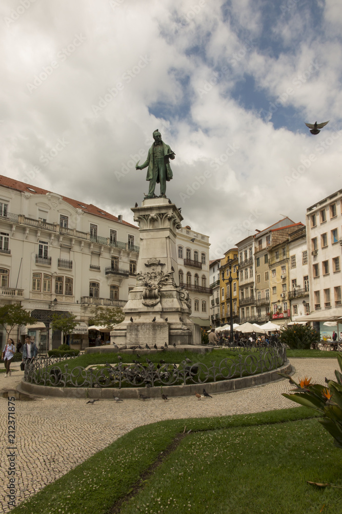 Fototapeta premium Joaquim Antonio de Aguiar monument at Largo da Portagem in Coimbra Portugal.