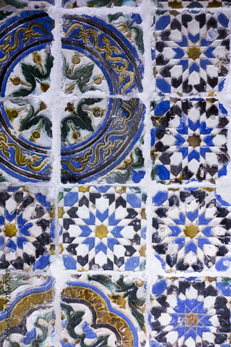 Coimbra, Portugal, June 11, 2018: Traditionally, old decorated ceramic tiles in The Convent of Christ, Roman Catholic monastery in Tomar Portugal.Portugal © rparys