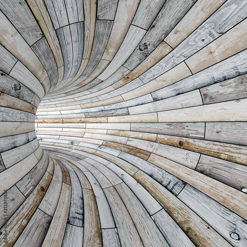 Wood textured tunnel - obrazy, fototapety, plakaty 