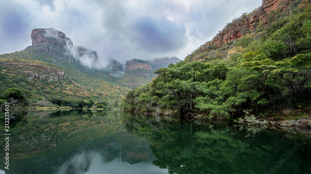 Blyde River canyon in South Africa on the lake in the gorge. 