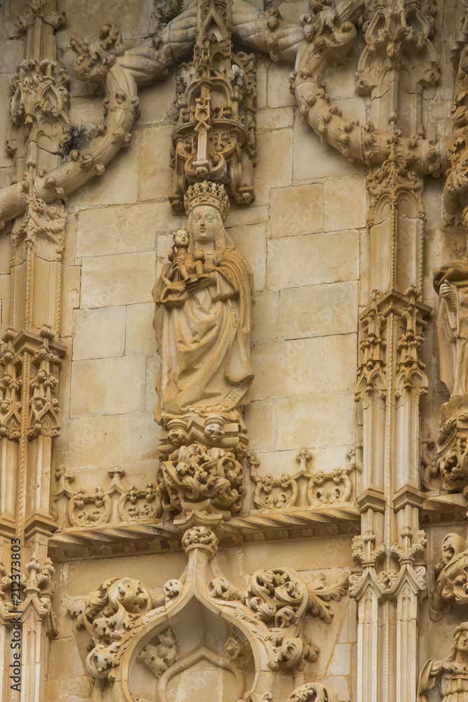 Sculpture of the Virgin and Child above the Entrance of the Round Templar Church of the Convent of Christ, Tomar