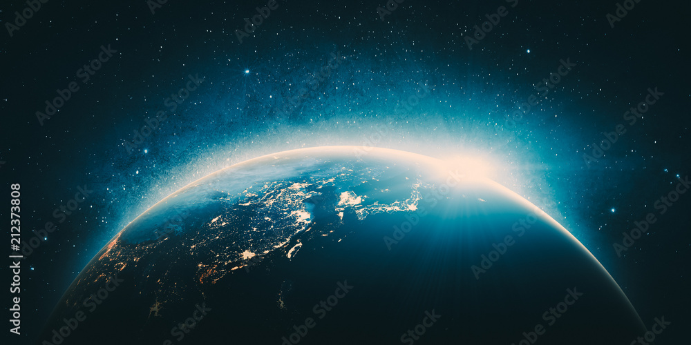Asia city lights. Elements of this image furnished by NASA - obrazy, fototapety, plakaty 