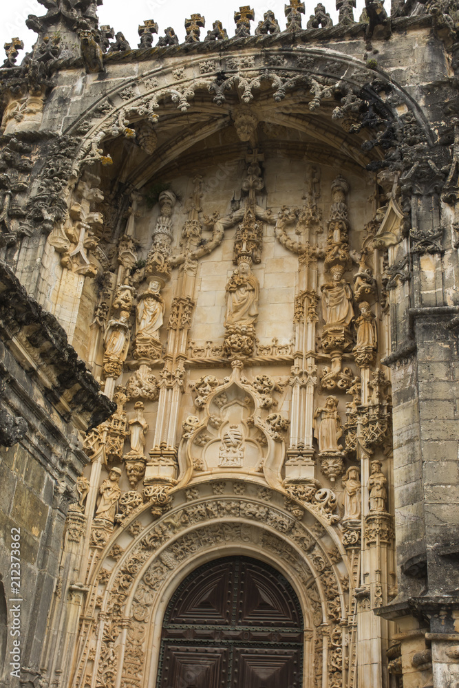 Sculpture of the Virgin and Child above the Entrance of the Round Templar Church of the Convent of Christ, Tomar