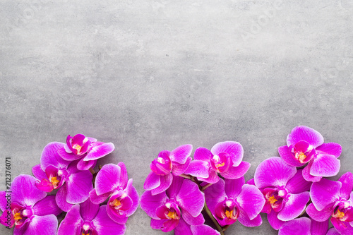 Beauty orchid on a gray background. Spa scene.