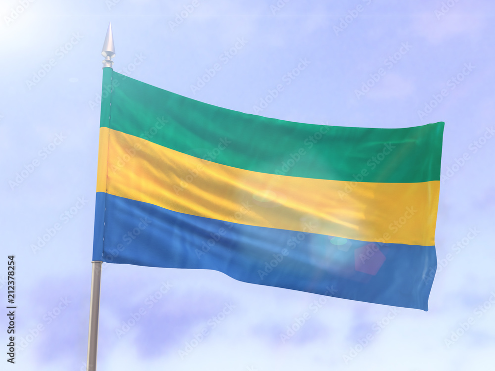 Flag of Gabon with sun flare Flag of Gabon with sun flare