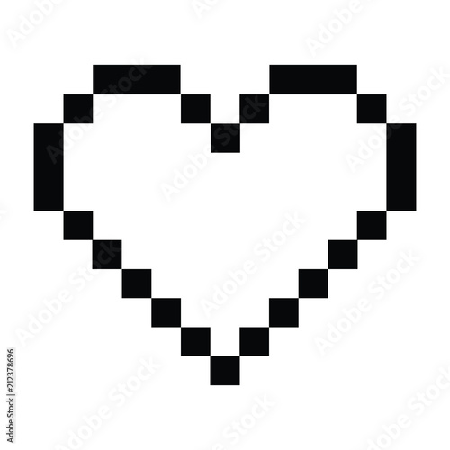 Black and white pixel heart