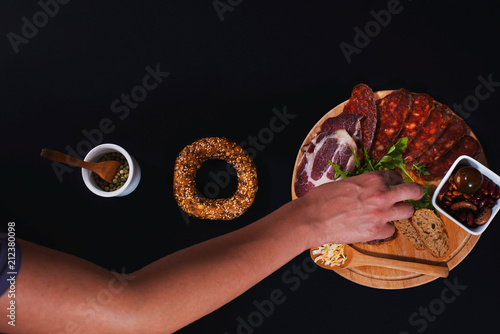 sliced meat and bagel photo