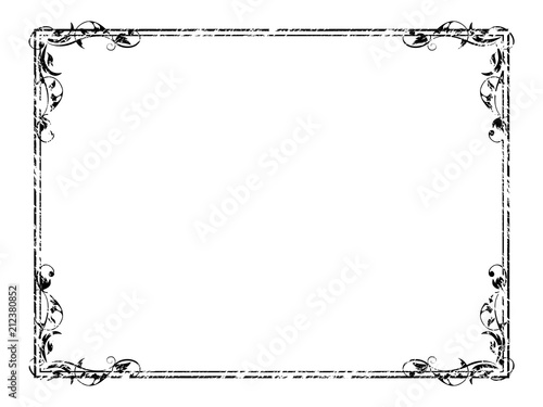 チョークタッチのバロック調フレーム（白黒）｜クラシカルオーナメント｜飾り罫｜Hand drawn FRAME
