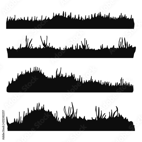 grass and lawn black silhouette vector. isolated set