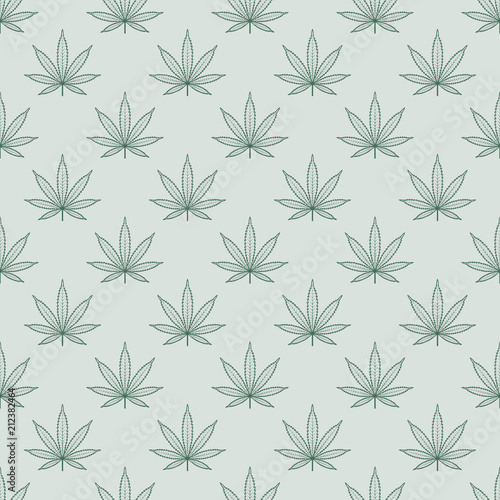 Seamless pattern with marijuana leaf. Cannabis background. Pattern can be used for fabric design, wallpaper, wrapping papers. Isolated vector illustration.