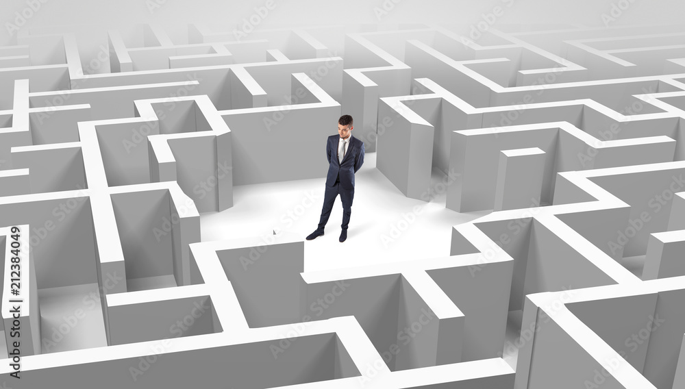 Young businessman standing in a middle of a 3D maze
Young businessman standing in a middle of a 3D maze