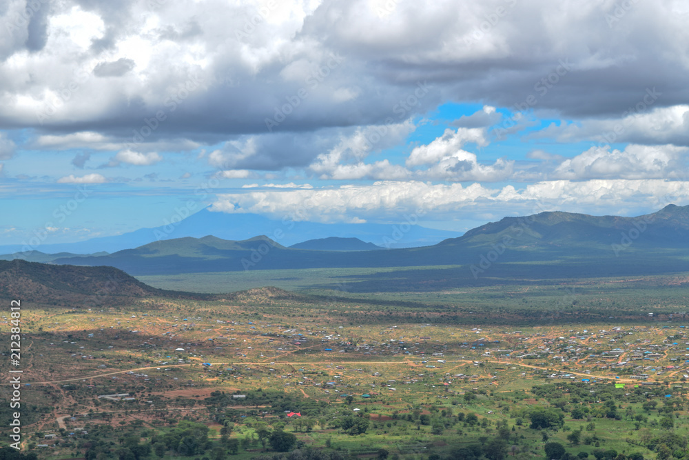 Mount Kilimanjaro in Tanzania seen from the top of Mount Ol Donyo Orok in Kenya