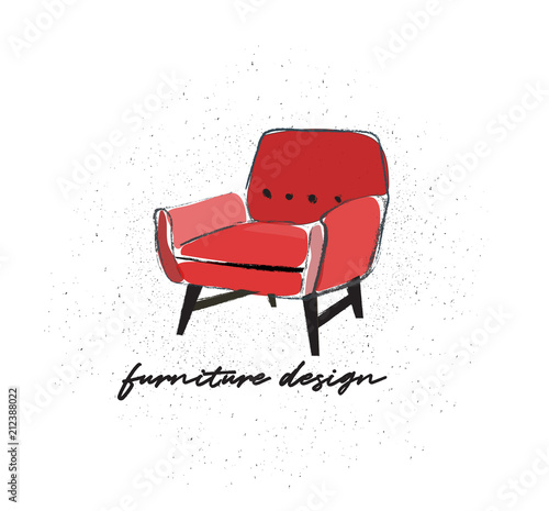 vector armchair chair furniture sketch. pencil hand drawing. unique interior design illustration.