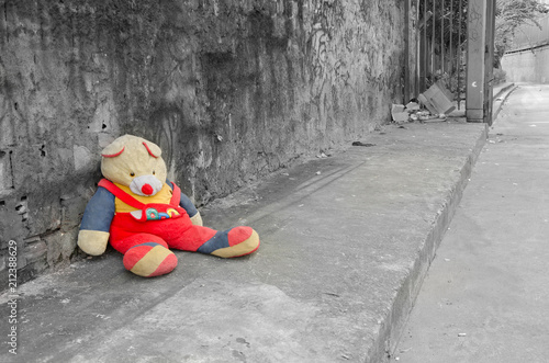 Abandoned teddy bear in a poor district of Rio photo