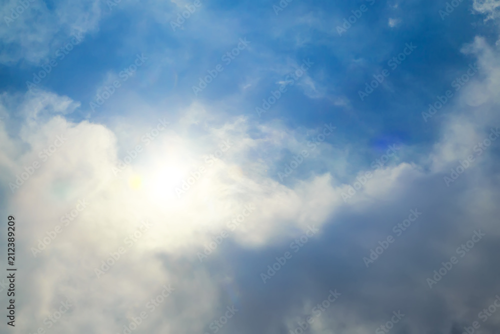 sky with clouds and sun texture background
