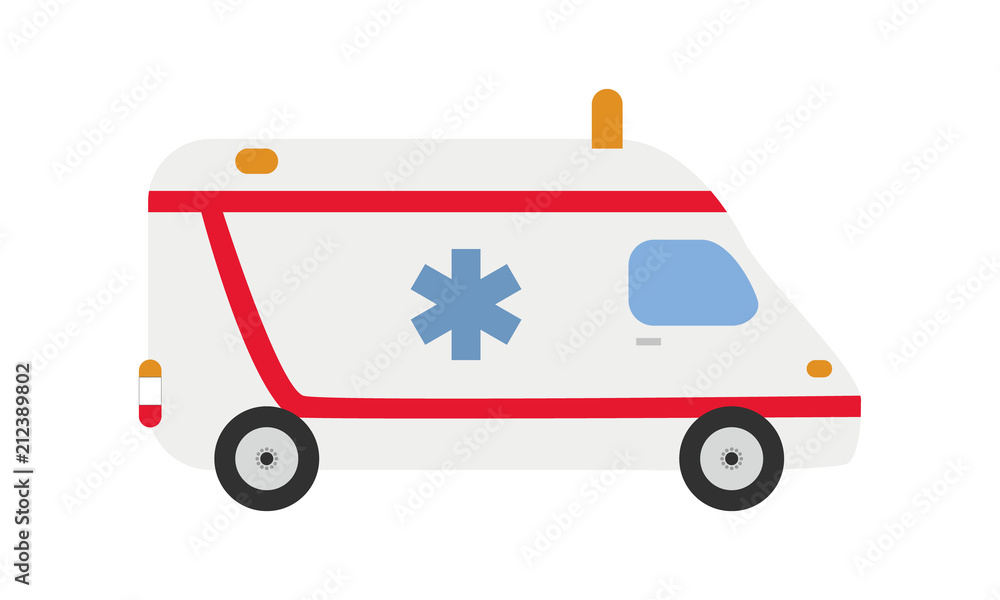 Cute cartoon vector illustration of an ambulance Cute cartoon vector illustration of an ambulance