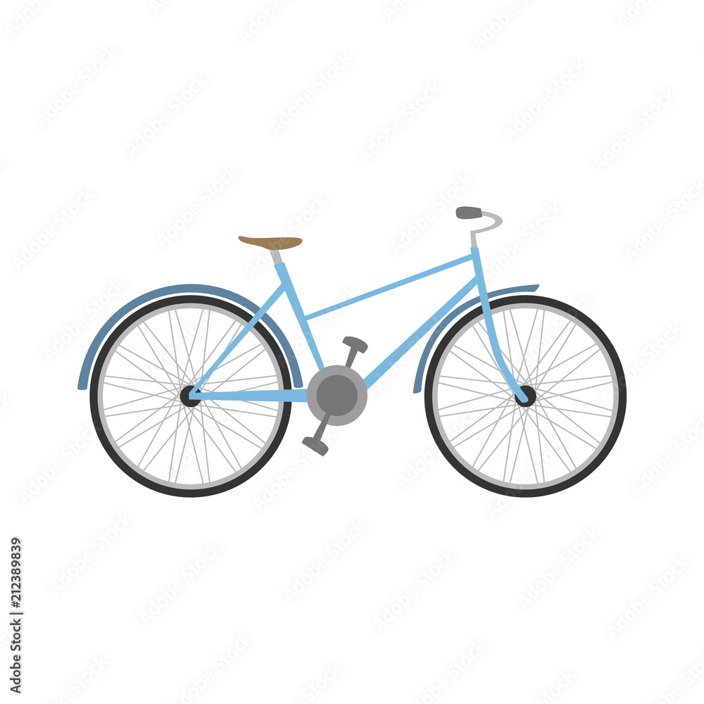 Cute cartoon vector illustration of a blue bicycle