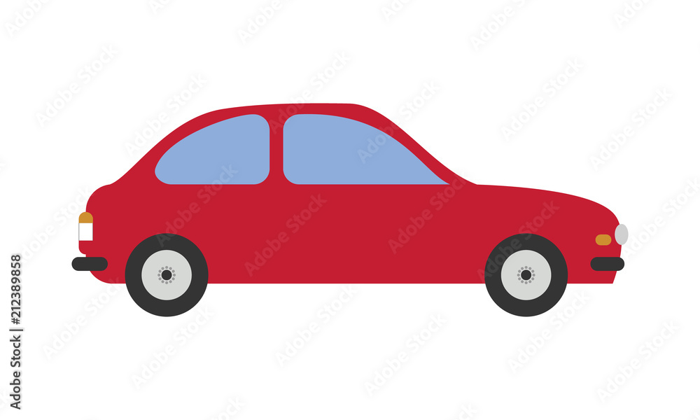 Fototapeta premium Cute cartoon vector illustration of a red car