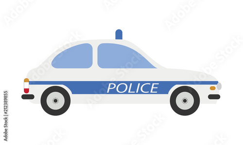Cute cartoon vector illustration of a police car