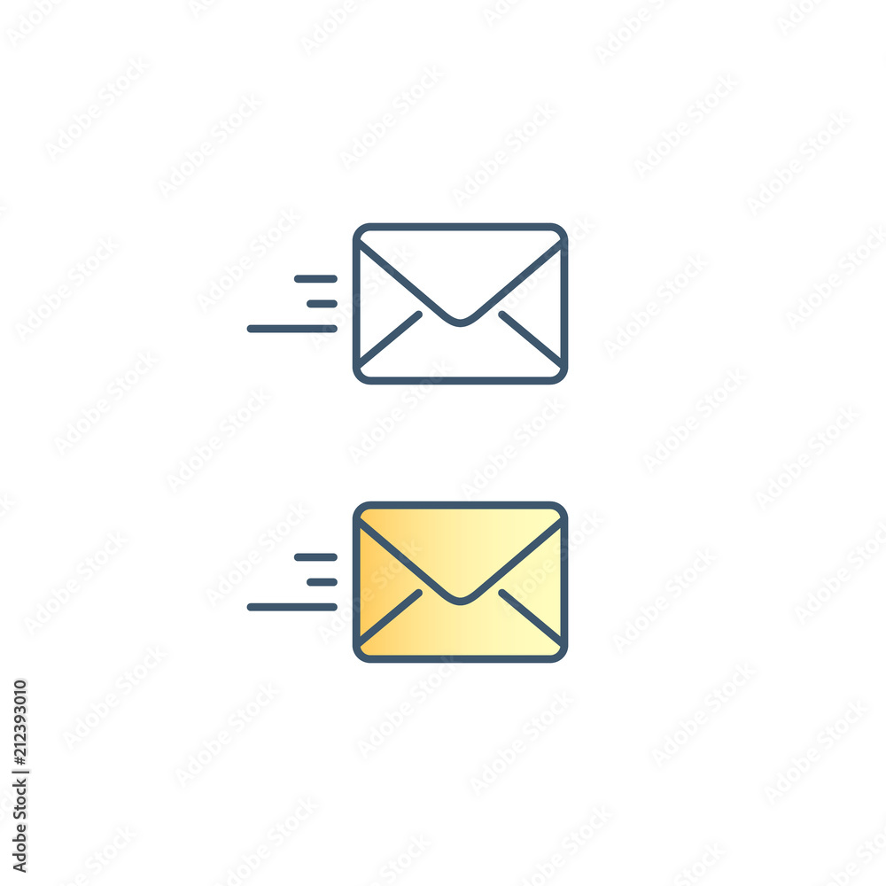 Envelope icon set, Vector isolated flat flying Mail symbol isolated on white Envelope icon set, Vector isolated flat flying Mail symbol isolated on white