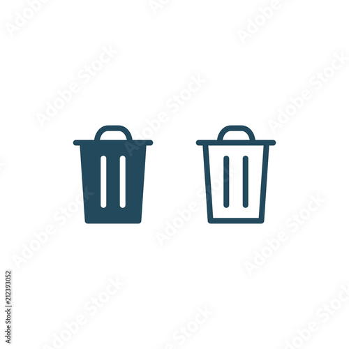 Garbage Icon set, Vector isolated garbage container symbol