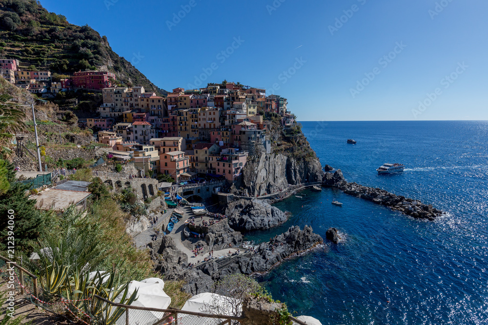 Panoramic view of a coastal town in Italy