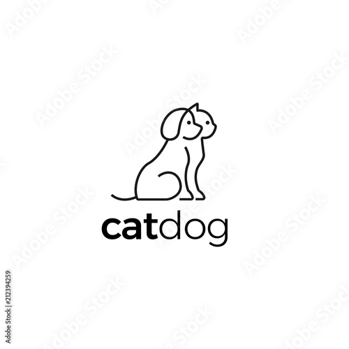 Cat Dog Line Logo Design