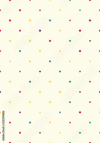 Seamless polka dot pattern with beige background. Vector repeating texture.