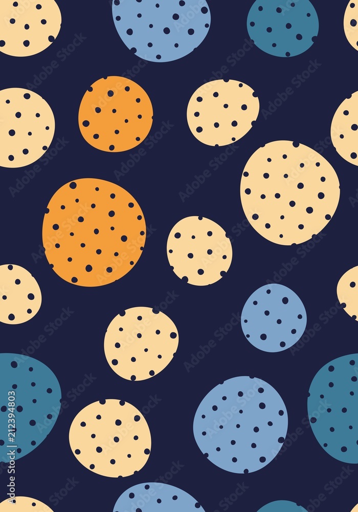 Obraz premium Seamless dots pattern with dark background. Vector repeating texture.