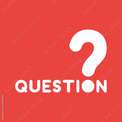 Vector icon concept of question word with question mark on red background