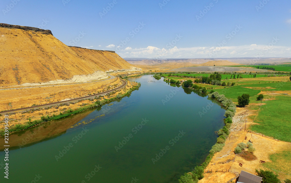 The Snake River Meanders across Idaho at Glenns Ferry