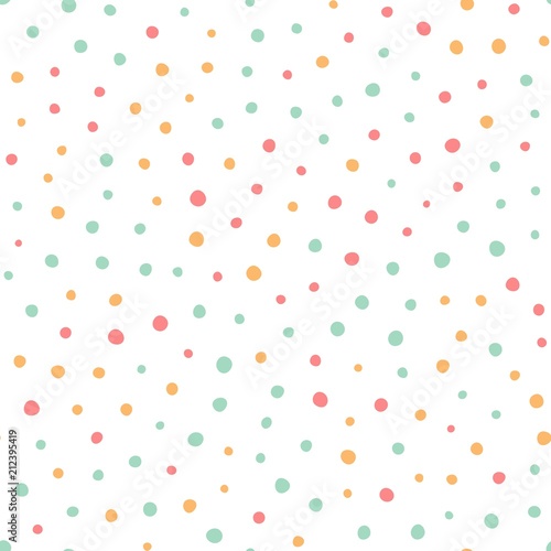 Seamless pattern with colorful circles on a white background. Vector repeating texture.