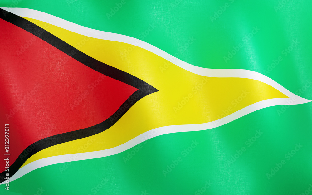 3D Flag of Guyana. 3D Flag of Guyana.