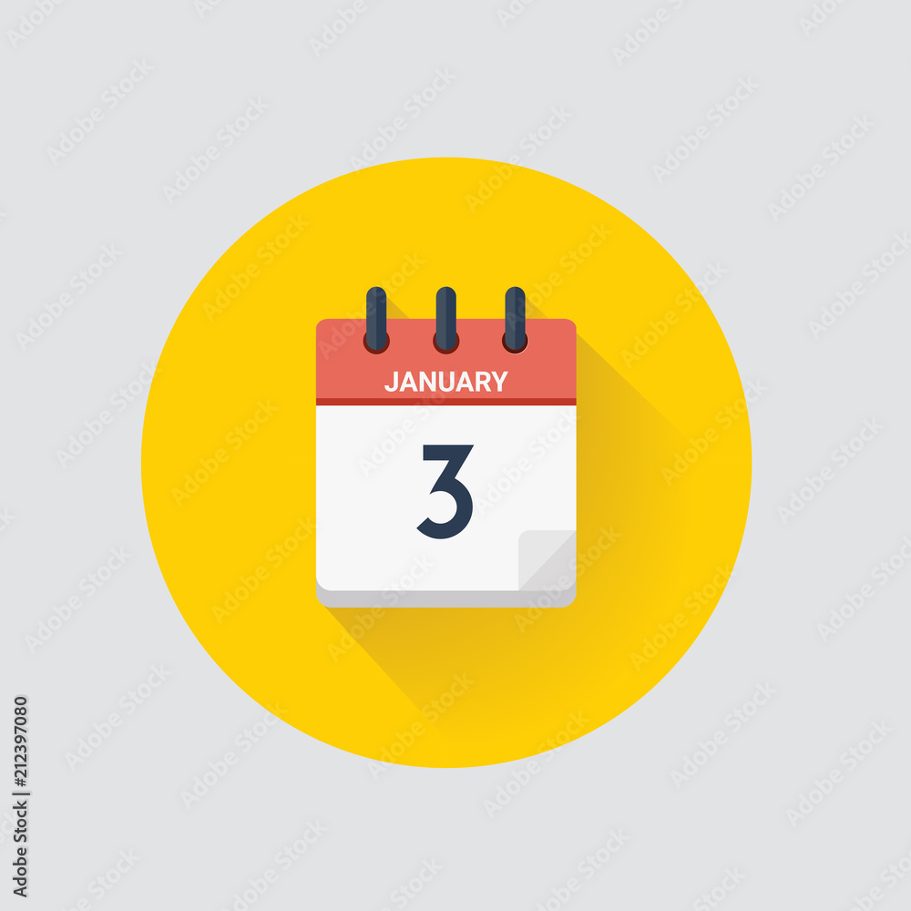 Day calendar with date January 3. Day calendar with date January 3.