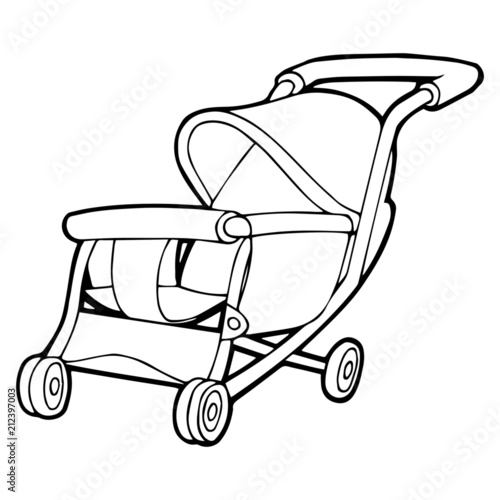 Pram cartoon illustration isolated on white background for children color book