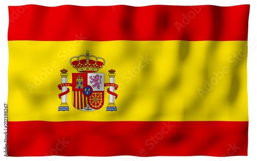 Wallpaper Mural The flag of Spain. Official state symbol of the Kingdom of Spain. Concept: web, sports pages, language courses, travelling, design elements. 3d illustration Torontodigital.ca